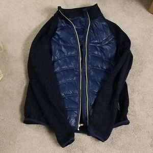 Navy London Fog knit puffer jacket